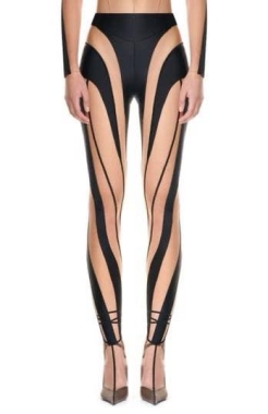 Czarne legginsy z przezroczystymi wstawkami