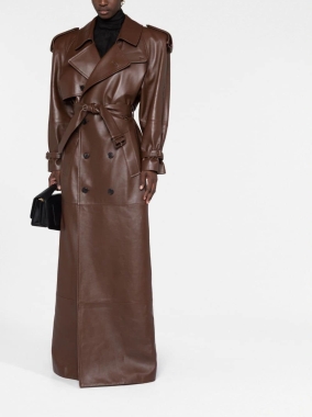 Skórzany maxi płaszcz z paskiem. Kilka kolorów. Leather maxi belted coat 